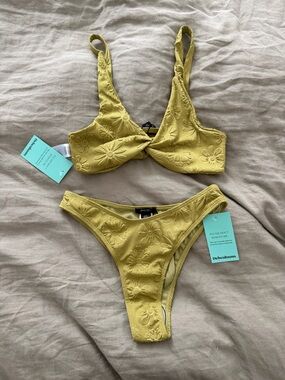 Nasty Gal Green Floral Rib Bikini